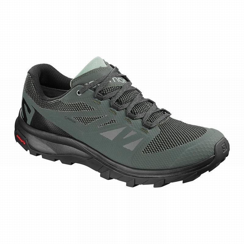 Salomon OUTLINE GORE-TEX Zapatillas Trekking Hombre - Negras / Verde - Colombia (06529-ICOL)